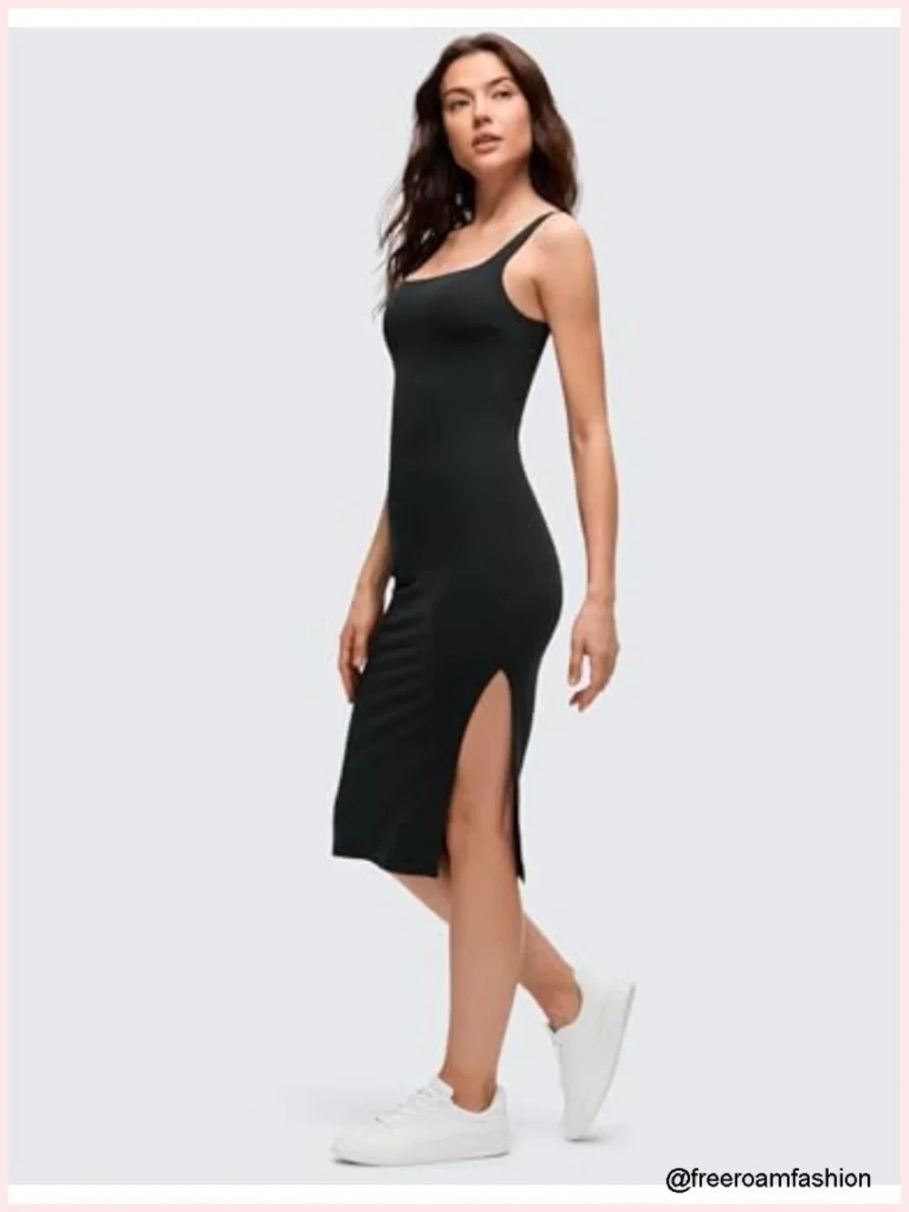 Butterluxe Bodycon Midi Dress with Built-in Bra Side Slit